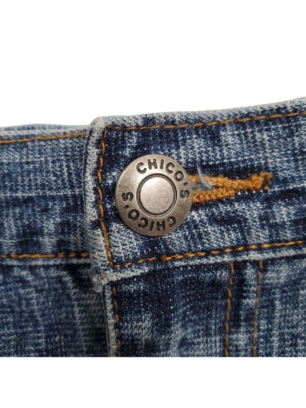 Chicos Denim 2 Size L Skirt Denim Blue Jean Mid Rise Stretch Crosshatch Casual - Picture 9 of 10